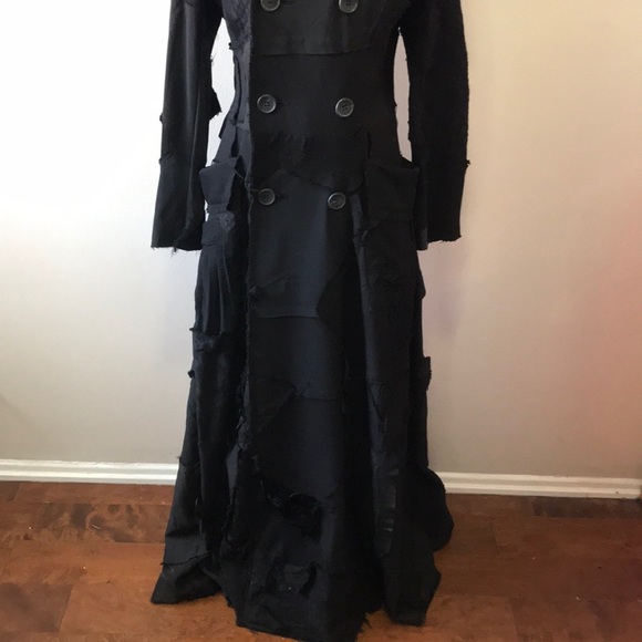 Junya Watanabe Comme des Garçons Patchwork Black Wool Coat - Picture 2 of 8